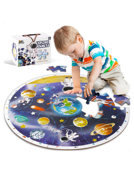 Rompecabezas de Suelo iPlay, iLearn 48 Piezas Madera Educativo