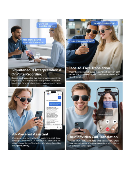 Gafas Inteligentes AI Polarizadas UV400 Bluetooth - Traducción 100+ Idiomas