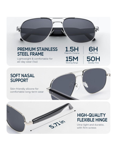 Gafas Inteligentes AI Polarizadas UV400 Bluetooth - Traducción 100+ Idiomas