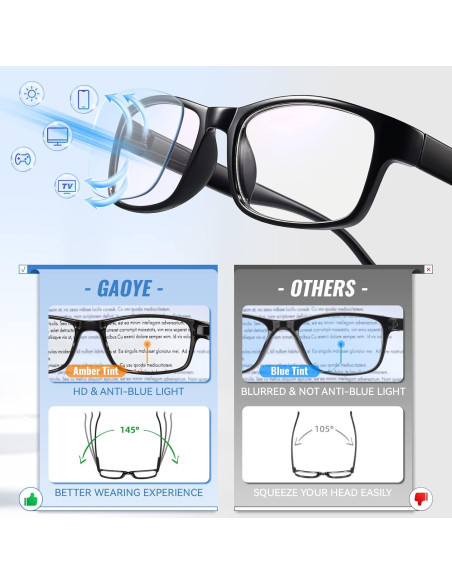 Gafas de lectura Gaoye 5 Pack Anti Luz Azul 3.0x