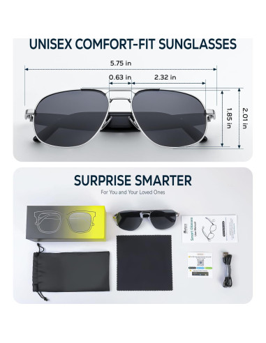 Gafas Inteligentes AI Polarizadas UV400 Bluetooth - Traducción 100+ Idiomas