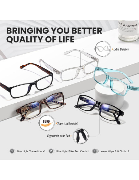 Gafas de lectura Gaoye 5 Paquete Anti Luz Azul 1.5x