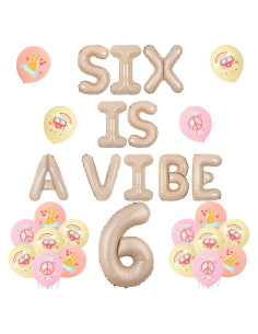Decoración de Cumpleaños Vintage 6 Años Wonmelody con Globos