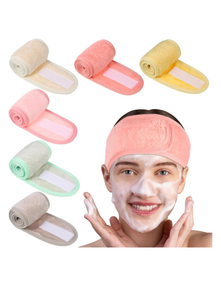 Diademas Faciales Spa Obeoby 6 Piezas Ajustables Franela