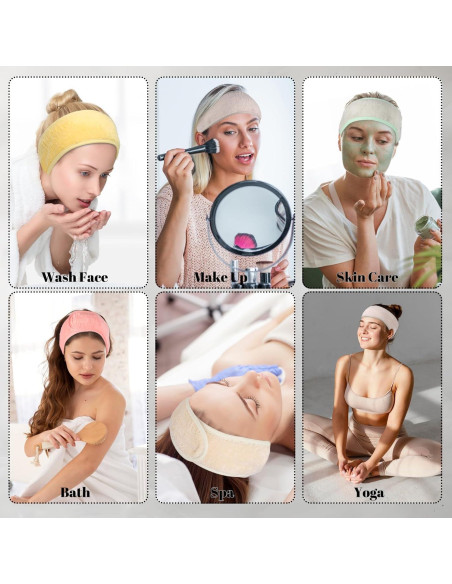 Diademas Faciales Spa Obeoby 6 Piezas Ajustables Franela