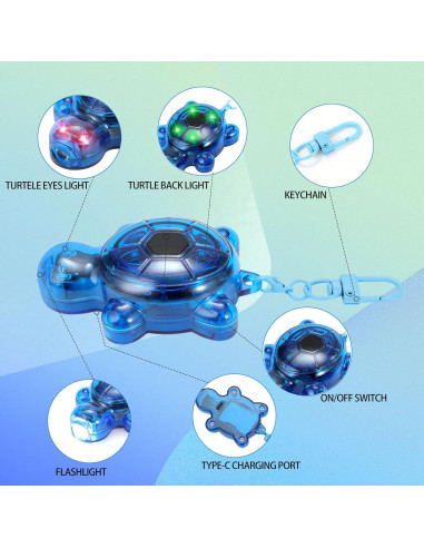 Juego de 3 llaveros de tortuga LED Rumenglai - Mini linternas