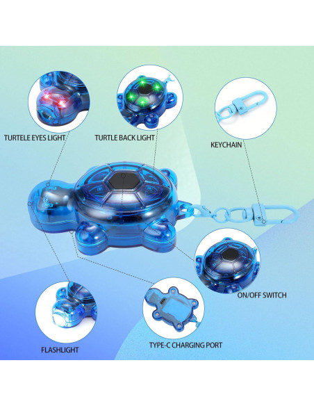 Juego de 3 llaveros de tortuga LED Rumenglai - Mini linternas