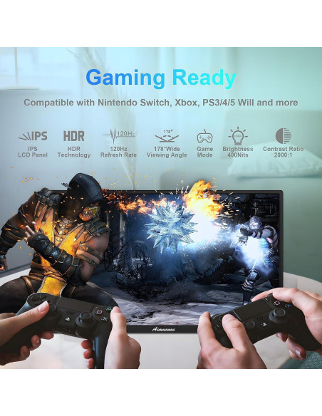 Monitor Portátil 18.5" Aimuonos FHD 1920x1080 120Hz IPS