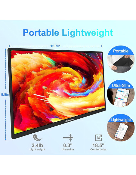 Monitor Portátil 18.5" Aimuonos FHD 1920x1080 120Hz IPS