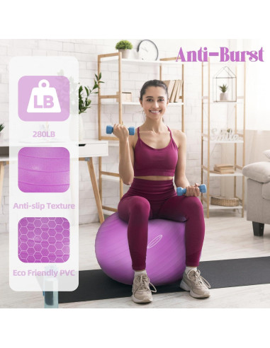 Bola de Yoga Antiburst Fitvids 45cm Antideslizante con Bomba