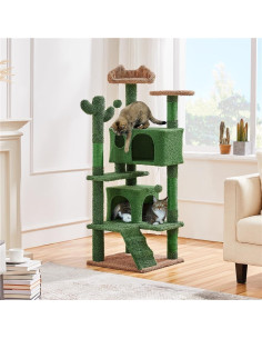 Árbol para Gatos Yaheetech Cactus 138 cm con Rampa y Percheros 2