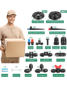 Sistema de Riego por Goteo Anwenk 240FT con Emisores y Conectores 2