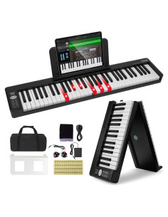 Piano Electrónico Digital Plegable VEVOR BX-11 61 Teclas Negro