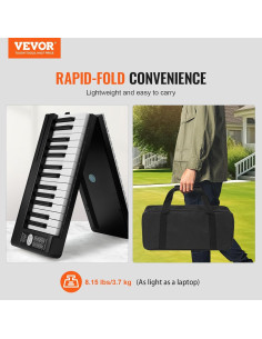 Piano Electrónico Digital Plegable VEVOR BX-11 61 Teclas Negro 2