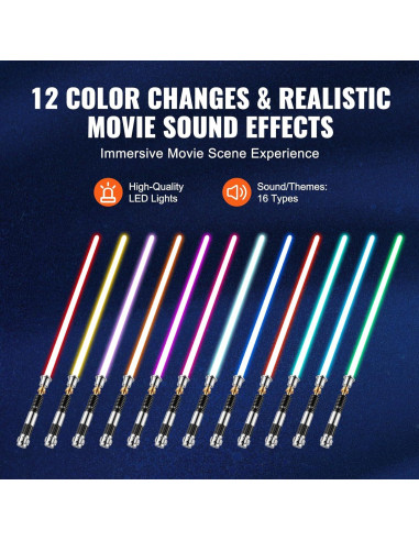 Sable de Luz VEVOR 119 cm RGB con Sonido y Mango Metal