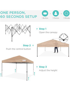Carpa Plegable 3x3m Mejor Opción Beige 1 Persona Instantánea 2