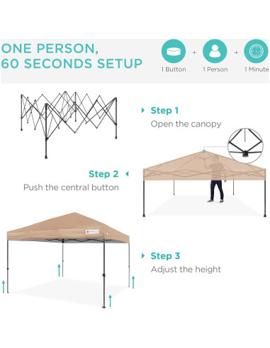 Carpa Plegable 3x3m Mejor Opción Beige 1 Persona Instantánea