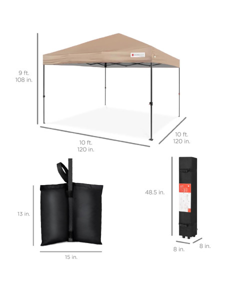 Carpa Plegable 3x3m Mejor Opción Beige 1 Persona Instantánea
