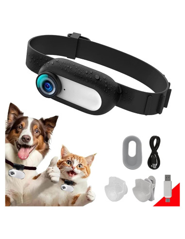 Cámara de Collar para Gatos Ehomful HD 1080P Compacta