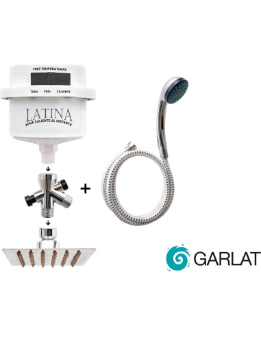 Calentador de Agua Eléctrico Garlat LT13 120V Ducha Manual