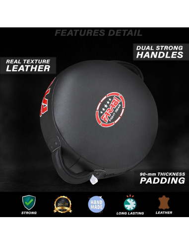 Pad de Boxeo Redondo Farabi Sports 100% Cuero Negro