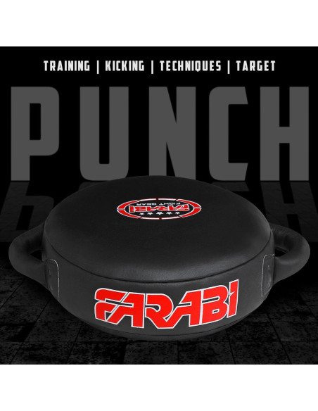 Pad de Boxeo Redondo Farabi Sports 100% Cuero Negro