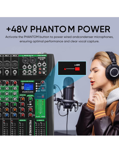 Mezclador de Audio 8 Canales AX-80 con Bluetooth y USB