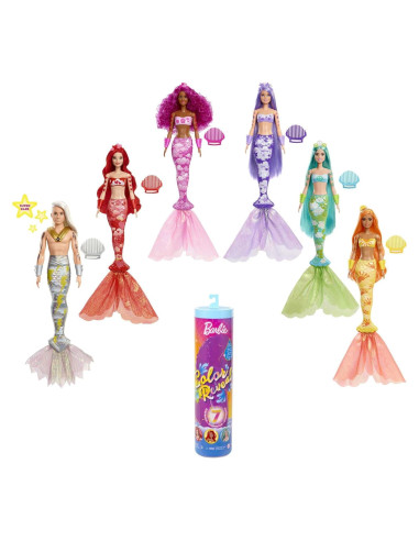 Muñeca Barbie Color Reveal Sirena Arcoíris 7 Sorpresas