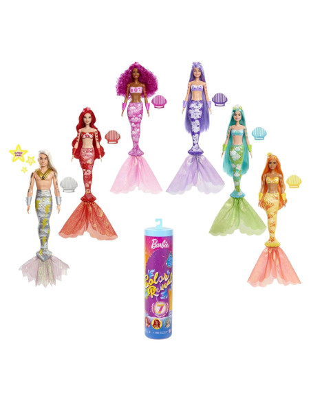 Muñeca Barbie Color Reveal Sirena Arcoíris 7 Sorpresas