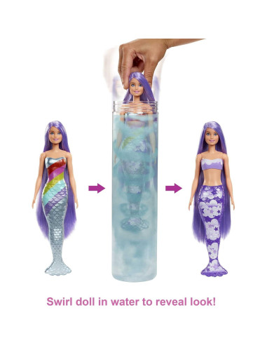 Muñeca Barbie Color Reveal Sirena Arcoíris 7 Sorpresas