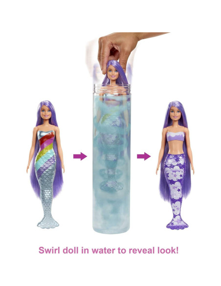 Muñeca Barbie Color Reveal Sirena Arcoíris 7 Sorpresas