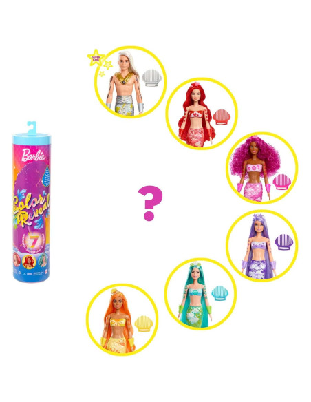 Muñeca Barbie Color Reveal Sirena Arcoíris 7 Sorpresas
