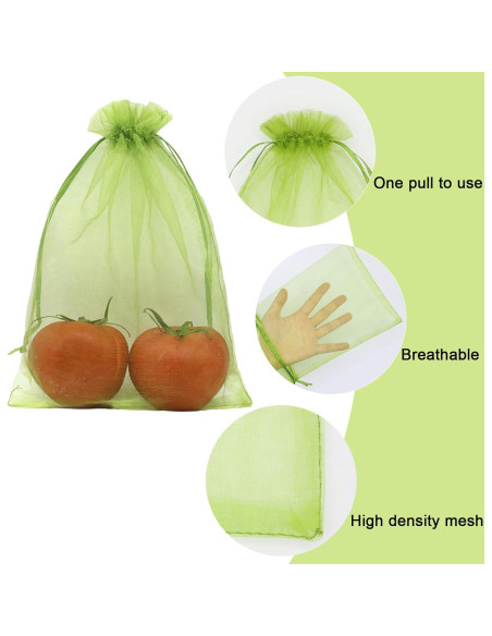 100 Bolsas de Protección de Frutas Uigidori 20x30 cm Verde