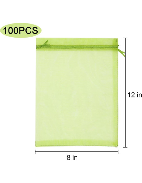 100 Bolsas de Protección de Frutas Uigidori 20x30 cm Verde
