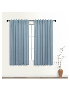 Cortinas Sheer KOUFALL Azul Piedra 52x137 cm con Bolsillo