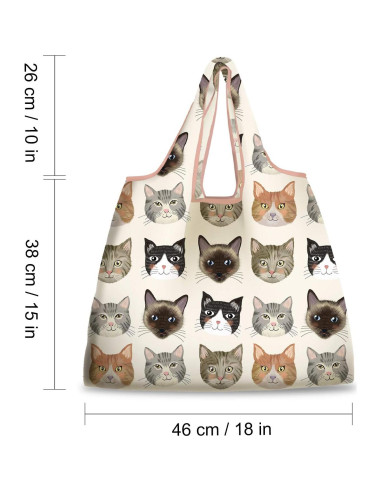 Bolsas de Compras Reutilizables NymphFable 6 Piezas Gato 22.68 kg