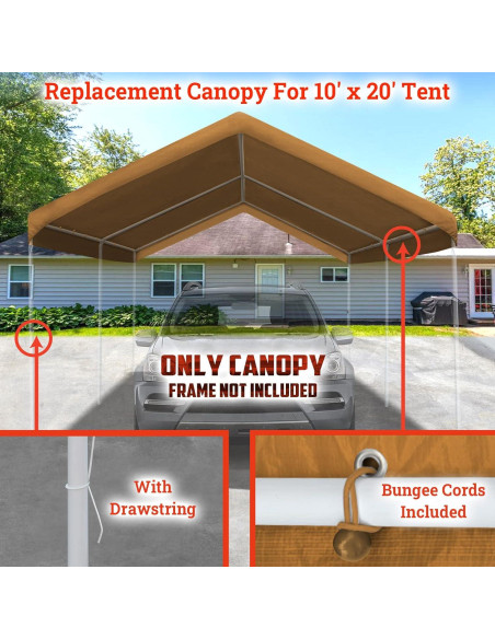 Toldo Beige 3.05x6.10m BenefitUSA para Carport Impermeable