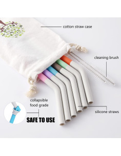 Pajitas de Silicona Reutilizables ALINK 22.86 cm 6 unidades 2