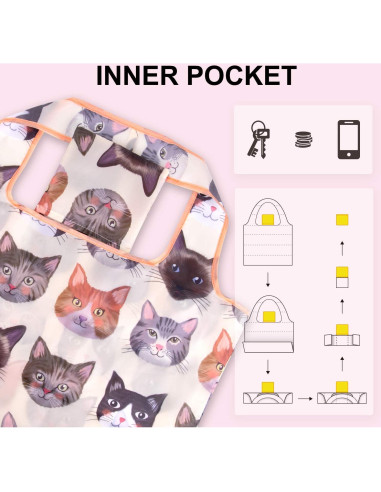 Bolsas de Compras Reutilizables NymphFable 6 Piezas Gato 22.68 kg