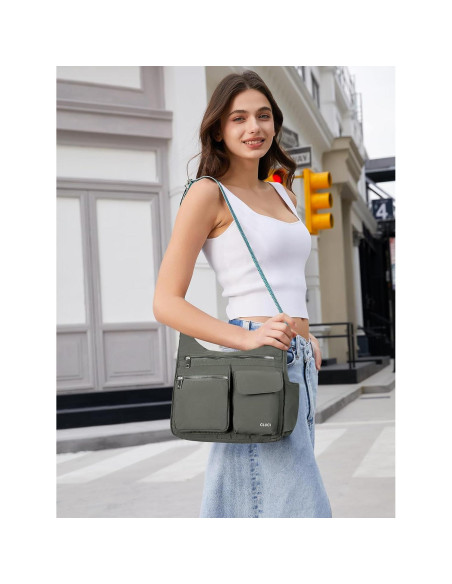 Bolso de Viaje Cruzado CLUCI para Mujeres Impermeable Verde