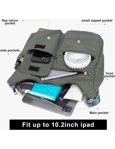 Bolso de Viaje Cruzado CLUCI para Mujeres Impermeable Verde