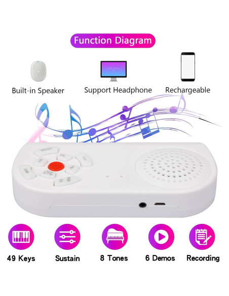 Piano Enrollable Vhffoso 49 Teclas con Bolsa y Batería Recargable