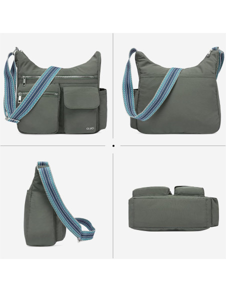 Bolso de Viaje Cruzado CLUCI para Mujeres Impermeable Verde