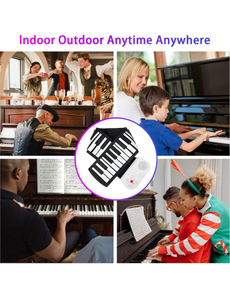Piano Enrollable Vhffoso 49 Teclas con Bolsa y Batería Recargable