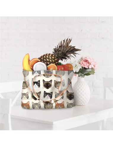 Bolsas de Compras Reutilizables NymphFable 6 Piezas Gato 22.68 kg