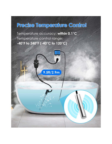 Calentador de Agua Inmerso Titanio 1500W USN para Baños y Piscinas