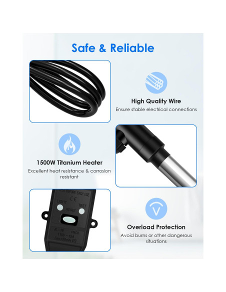 Calentador de Agua Inmerso Titanio 1500W USN para Baños y Piscinas