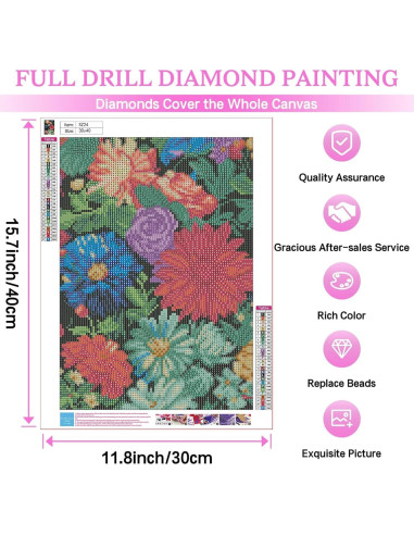 Kit de Pintura de Diamantes Ausanrl Flores 30x40cm DIY Adultos
