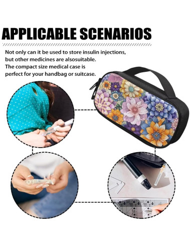 Bolsa Organizador Diabético Suhoaziia Flor Bohemia 20x10cm