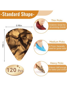 Set de 120 Púas de Guitarra PEASUG - 3 Grosores, Multicolor 2